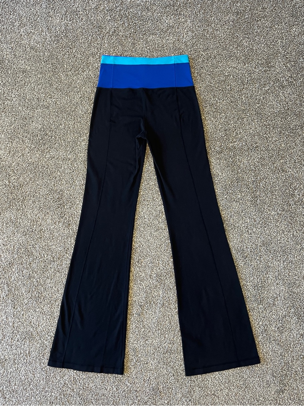 lululemon athletica Black Foldover Groove Pants with Blue Waistband Size 8 - Picture 4 of 9